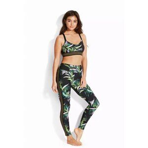 Seafolly Las Palmas Tropical Black Athletic Leggings S